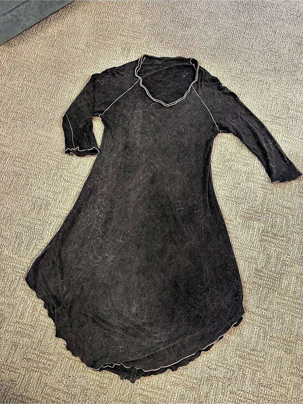 Bamboo AngelRox charcoal grey Contrast Stitch Mini Dress Natural granola crunchy